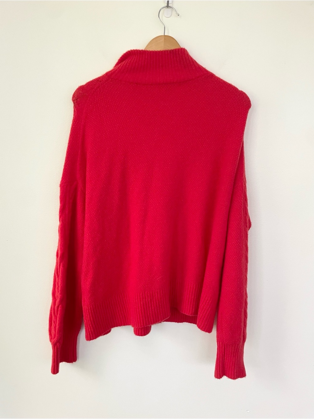 J Crew Cable-knit Half-zip Sweater in Supersoft Yarn L Large Red WoolAlpaca FLAW - Picture 5 of 9